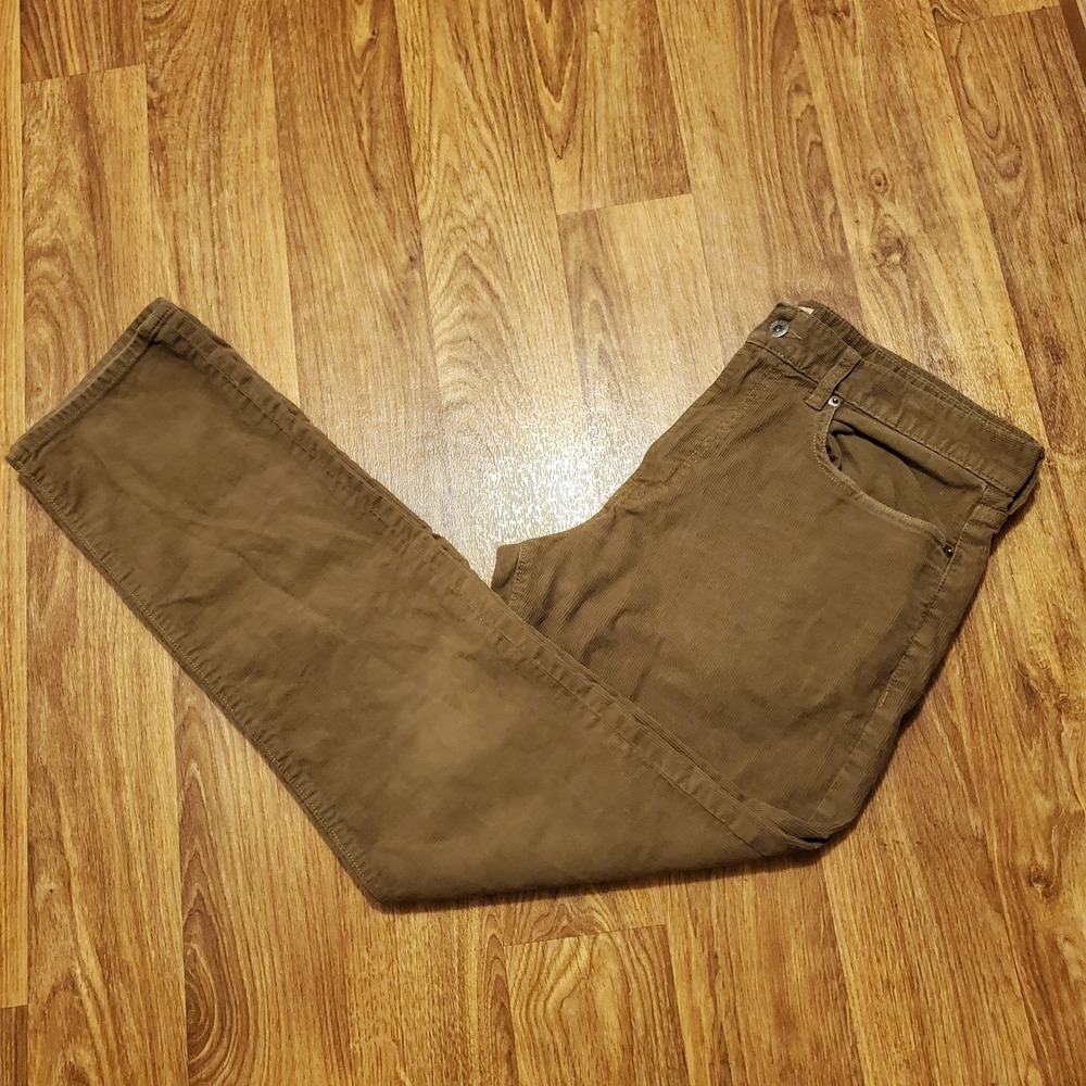 J Crew Corduroy Pants Men 34x32 Brown‎ Straight Fit Chino Stretch Preppy